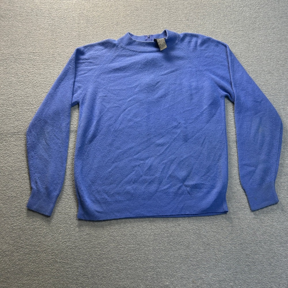 Designers Originals Luxelon Mock Neck Sweater Womens Medium Blue Acrylic Knit